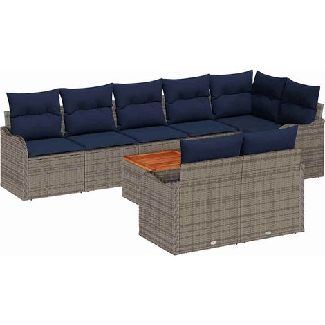 Garden Sofa Set 9 pcs Grey Poly Rattan vidaXL (1/5)