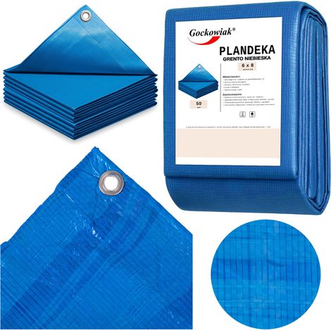 Lona de lona 6x8m azul grento 50GSM (1/5)