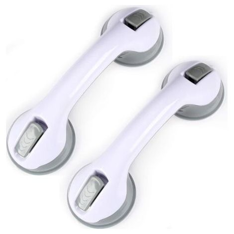2PCS Ventouse de Poignée Douche,Poignée de Baignoire en Plastique (Aucun Perage Requis),Pour Salles de Bain,Enfants et Personnes Handicapées GROOFOO (Gris Clair) (1/5)