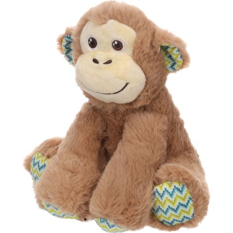 Jouet singe assis, marron, 21 cm de haut, convient aux chiens et aux flamants roses. (1/3)