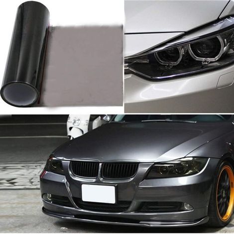2Pcs 30X120Cm Car Headlight Tinting Film Sticker, Taillights Fog Light Vinyl Wrap Film, 90% Transparency (Black) (1/5)
