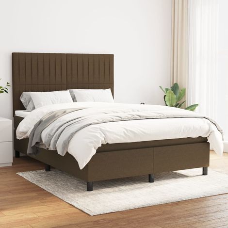 Sommier à lattes de lit avec matelas Marron foncé 140x190 cm (1/5)