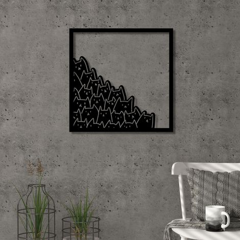 METAL WALL ART NO.10 MEOW - Black