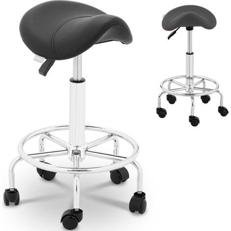 Sgabello cosmetico a sella con ruote, Francoforte, portata fino a 150 kg, colore nero. (1/4)