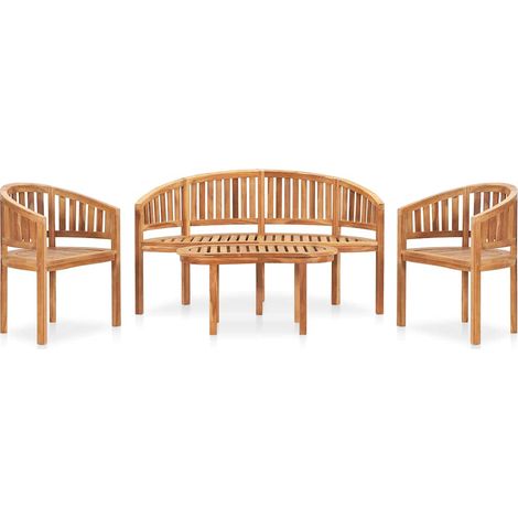 vidaXL Juego de muebles de jardín 4 piezas madera maciza de teca (1/4)