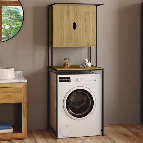 Mueble para lavadora DETROIT con armario, diseño industrial