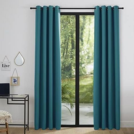 Lot de 2 Rideaux occultant et obscurcissant 150 x 250 cm (Lot de 2 Rideaux occultant 150 x 250 cm, Turquoise) (1/5)
