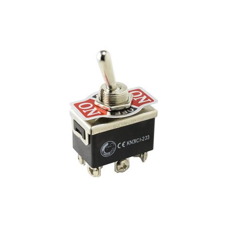 Interruttore a leva bipolare Terminali Faston 6'35 mm ON-OFF-ON 10A/ 250VAC Electro DH 11.467.I/TP 8430552074792