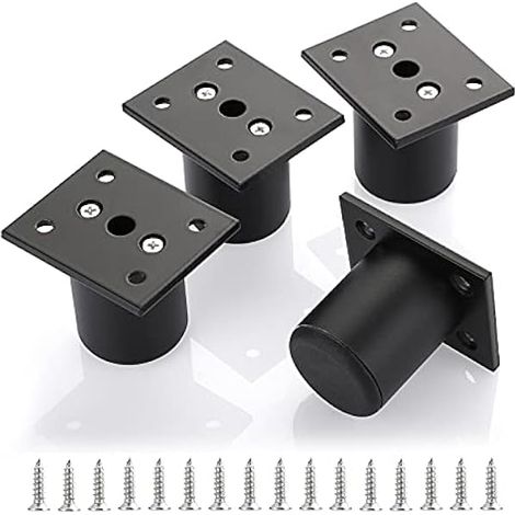 4 Stück 5cm Möbelfüße aus Alulegierung Schrankfüße Beine für Stühle Tisch Schrank Schreibtisch Sofa Möbelbeine mit Schrauben Einfachen Montage Runde(Schwarz) (1/5)