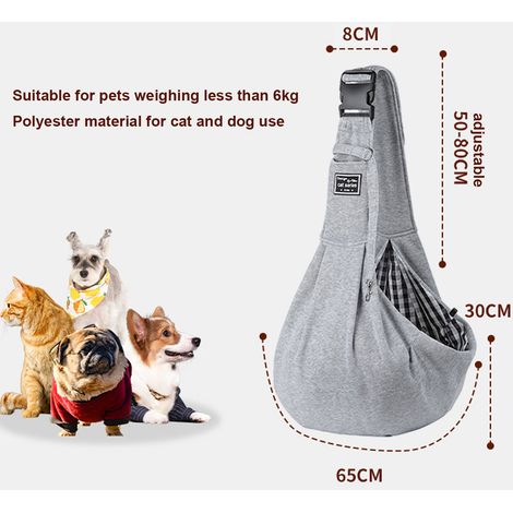 Sac à dos pliable pour chien (1 pièce) - Sac pour animaux de compagnie gris avec boucle réglable - Sac messager pour chat 65 x 30 x 80 cm (1/5)