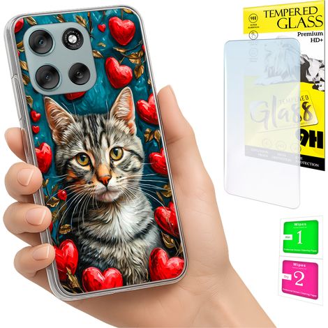 Funda para Motorola Moto G56 con diseño de gatito y cristal. (1/5)