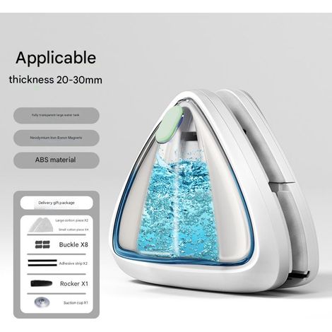 Essuie-glace magnétique pour vitres, nettoyeur de vitres, brosse magnétique remplie d'eau pour le nettoyage des vitres (pour épaisseur 20-30 mm) (1/5)