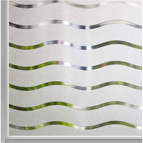 Lámina adhesiva esmerilada para ventanas, autoadhesiva, sin adherencia estática, película opaca para vidrio, protección UV, diseño ondulado, 60x200cm (1/4)