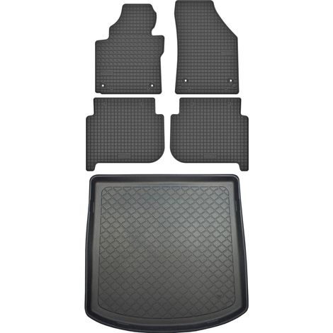 Volkswagen Touran I VAN de 2003-2010 SET - Alfombrillas de goma para coche + alfombrilla para maletero