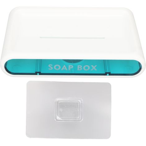 Porte-savon double paroi avec tiroir amovible et adhésif, design drainant pour salle de bain sans perçage (1/5)