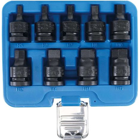 BGS Kraft-Bit-Einsatz-Satz Antrieb Innenvierkant 12,5 mm (1/2") Innensechskant 5 - 19 mm 9tlg. - 5485 (1/3)