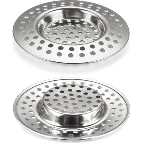 Stainless steel kitchen sink strainer – Set of 2 hair-resistant mesh screens for sinks, bathtubs, and drains, universal and durable design