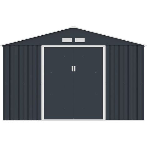 Casetta da giardino in acciaio galvanizzato grigio 15,35 m² - ARCHER (1/3)