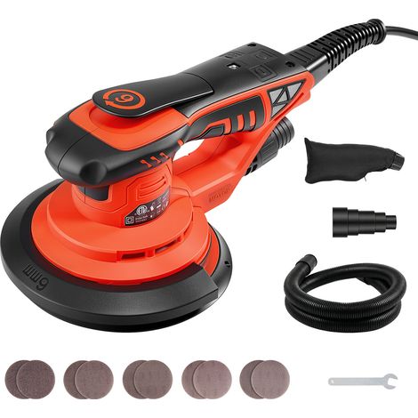VEVOR Ponceuse Excentrique 152 mm 400 W Ponceuse Orbitale sans Balais CA pour Poncage de Bois, 7 Vitesses Variables 4000-10000 tr/min, avec 10 Disques Abrasifs, Sac a Poussiere, Tuyau deAspiration (1/5)