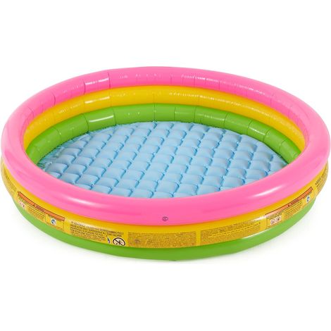 1 Piscine Gonflable 3 Anneaux Multicolores Valve De Sécurité 147 x 33 cm Jardin (1/5)