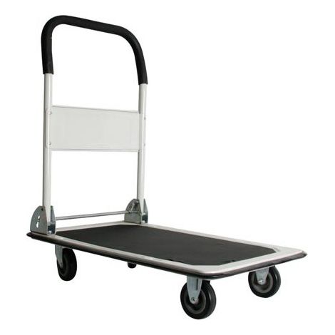Toolland Chariot de transport, chariot plateforme, chariot à roulettes, chariot pliable, diable, manutention, surface antidérapante, acier, noir, charge maximale 150 kg (1/10)