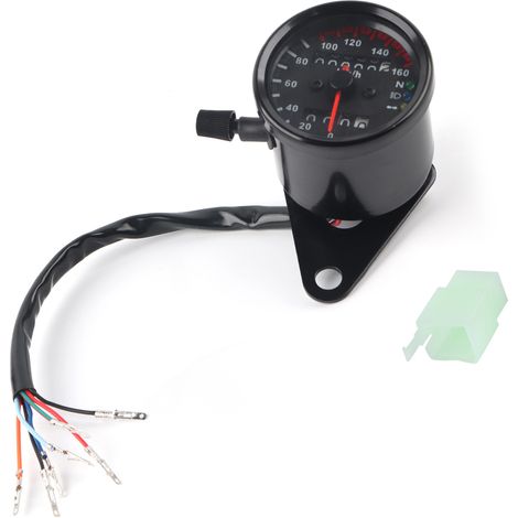 Universeller Motorrad-Tachometer, Doppelanzeige km/h, schwarz (1/5)