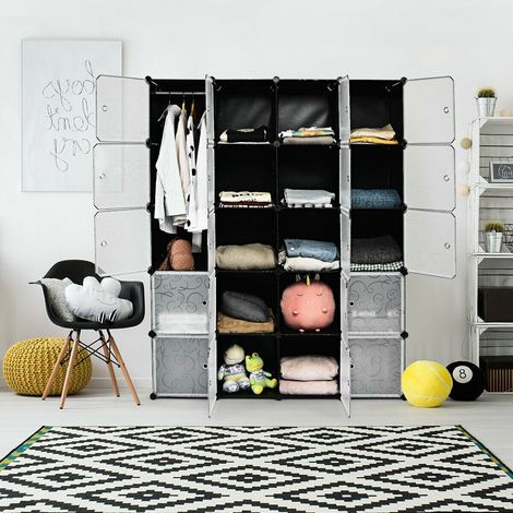Organiseur de rangement en cubes plastique DIY 20 cubes avec portes (1/5)
