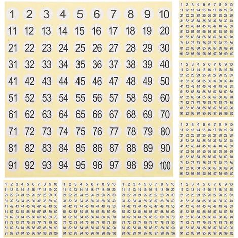 15 feuilles d'autocollants chiffres ronds de 1 à 100 pour la maison-13x12cm (1/3)