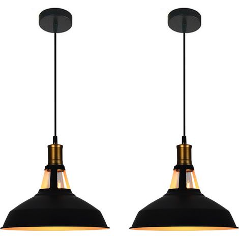 2Pcs Lámpara Colgantes Ajustable Creativa Metal Decoración Interiores Moderna Lámpara Dormitorio Cocina Baño Ø27CM Negro