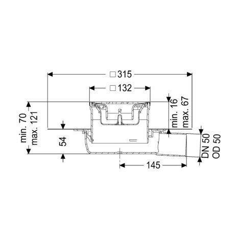 KESSEL 44750.63M Siphon de sol Ultra-plat 54