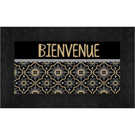Tapis Relief Imprimé "Tomina" 45x75cm Noir & Or