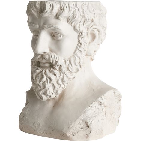 Maceta decorativa con forma de busto de hombre 35 x 23 x 42 cm escultural jardín interior exterior blanco Fulmine (1/5)