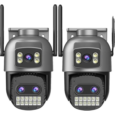 Telecamera di sicurezza, 8 MP ad alta definizione, rilevamento umano tramite IA, fotocamera a 3 obiettivi da 15 MP, spina EU-B. (1/2)