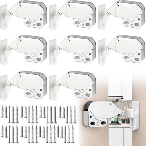 Lot de 8 Latch Loqueteaux, Mini Loquets Tactiles, Serrure d'Armoire à Ressort, Loqueteaux pour Porte Mini, pour Armoires Et Portes de Placard Avec Vis (1/5)