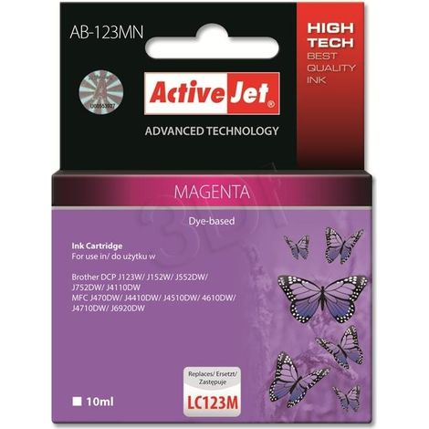 Activejet AB-123MN Supreme - Tinta para Brother LC123M/121M, 10 ml, roja