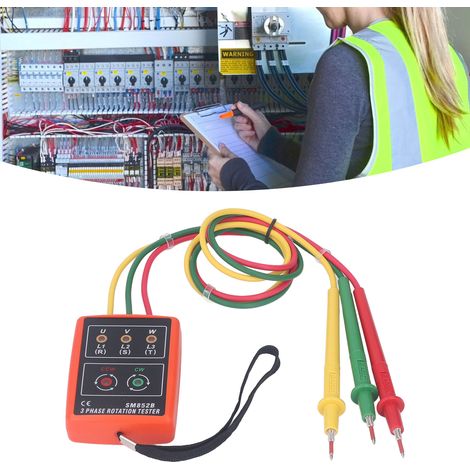 Séquenceur de phases triphasé portable, compteur de séquence de phases, détecteur de courant et de tension (SM852B) (1/5)