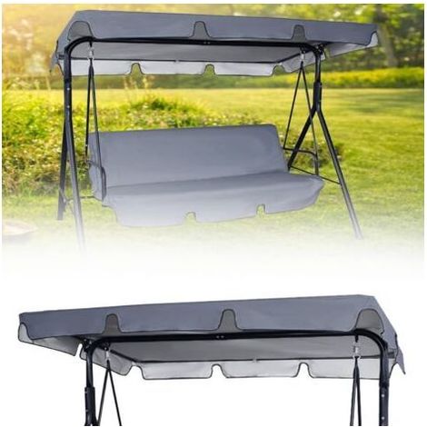 Toit de rechange pour balançoire de jardin, imperméable et anti-UV, toit de rechange pour balancelle hollywoodienne - Toit pare-soleil - Housse de toit de jardin (gris, 195 x 125 x 15 cm) (1/3)