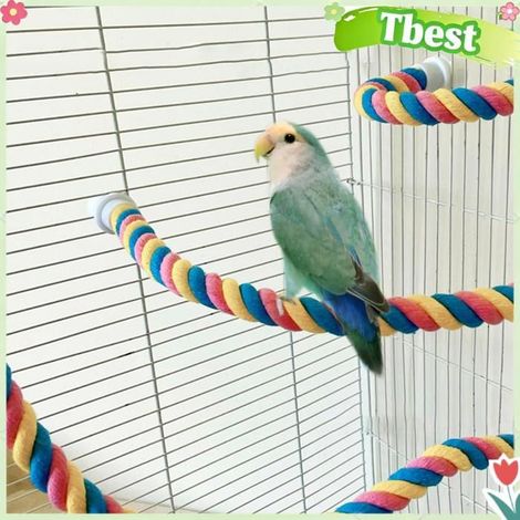 Tbest Perche de corde d’oiseau Corde Perchoir Oiseau Coloré Jouet Perché En Coton Flexible Pour Perroquets Cock animalerie M. (1/5)