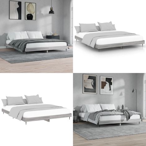 Bettgestell Grau Sonoma 200x200 cm Holzwerkstoff - Holzbettfundament - Doppelbett - Boxspringbett - Bettrahmen - Grau - Home & Living (1/5)