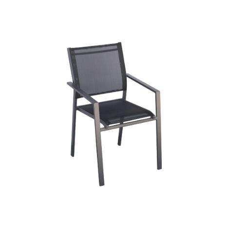 Sedia in alluminio antracite e textilene nero MALIGI HOME MG-ANTONIA Nero (1/5)