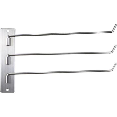 Porte-Serviettes à 3 Bras, barreaux de 30 cm Rotatif, Acier Inoxydable brossé, argenté (1/4)