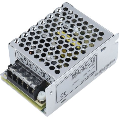 Alimentation LED 25W 12V DC, bloc d'alimentation 100-240VAC en alliage d'aluminium MS-25-12 (1/5)