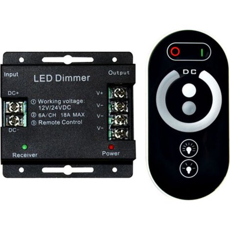 Color touchscreen, 6-button metal casing, stepless dimmer, constant voltage monochrome LED controller, circular touch controls, FCC