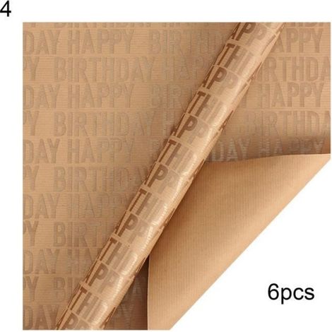 Papier Kraft - Papier Cadeau Imprimé Lettre Flexible - 70 cm x 50 cm - Pour Emballage Anniversaire Noël - 6 ou 7 Feuilles selon Style (1/2)