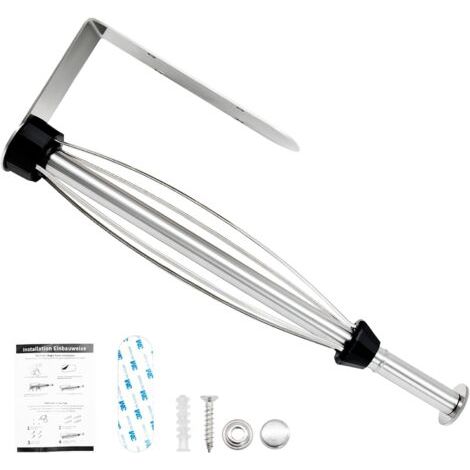 Porte-rouleau de papier essuie-tout, support de rouleau de papier autocollant ou percé pour ranger les essuie-tout, fil d'argent de 1,7 mm d'épaisseur (1/5)