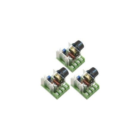 3 uds AC 110V-220V 2000W SCR módulo de regulador de tensión electrónico regulador de alta potencia de vitesse du Moteur 25A Ultra Petit Gradateur LED con botón de control de vitesse