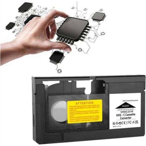 Convertisseur Cassette VHSC - Compatible VHSC et SVHS-C - Alimenté Pile AA - Noir - 1 Pièce