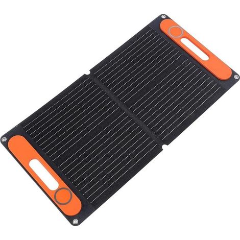 Kit de panneau solaire pliable 80 W avec double USB et sortie 12 V DC chargeur en silicone monocristallin pour camping voyage approvisionnement noir poignée portable design (1/5)