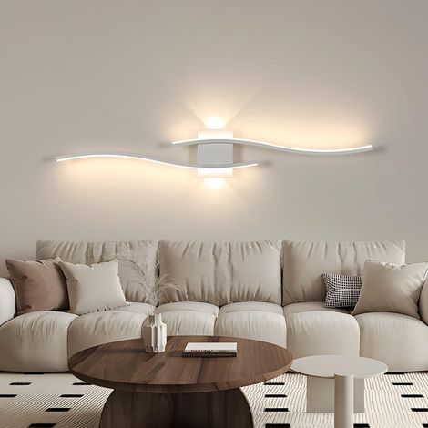 LED-Wandleuchte, 89,5 cm, lineares Design, weiß, neutrales Licht 4500 K, für Wohnzimmer, Schlafzimmer, Flur (1/5)