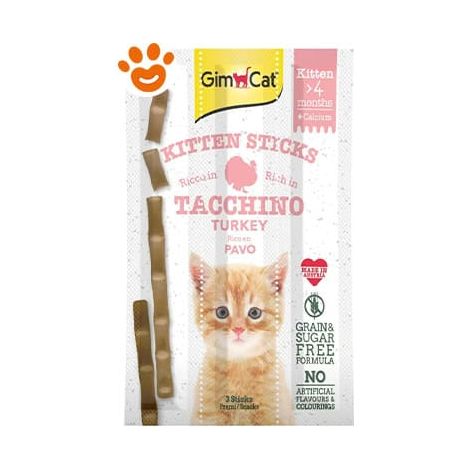 GimCat Snack Sticks Kitten Tacchino - Confezione 3 Stick - Snack